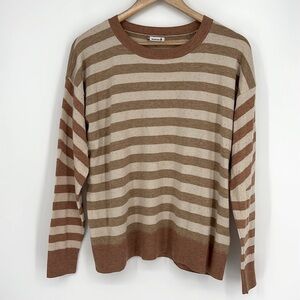 Smartwool Edgewood Boyfriend Striped Crewneck Sweater Almond Women’s Size Medium